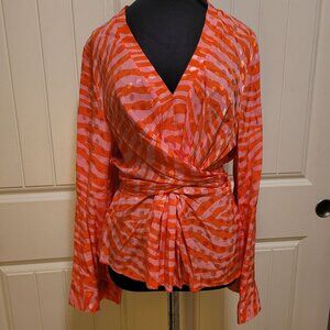 ASOS River Island Orange & Pink Zebra Print Blouse US 8